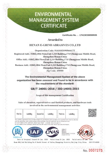 Environmental management system certificate